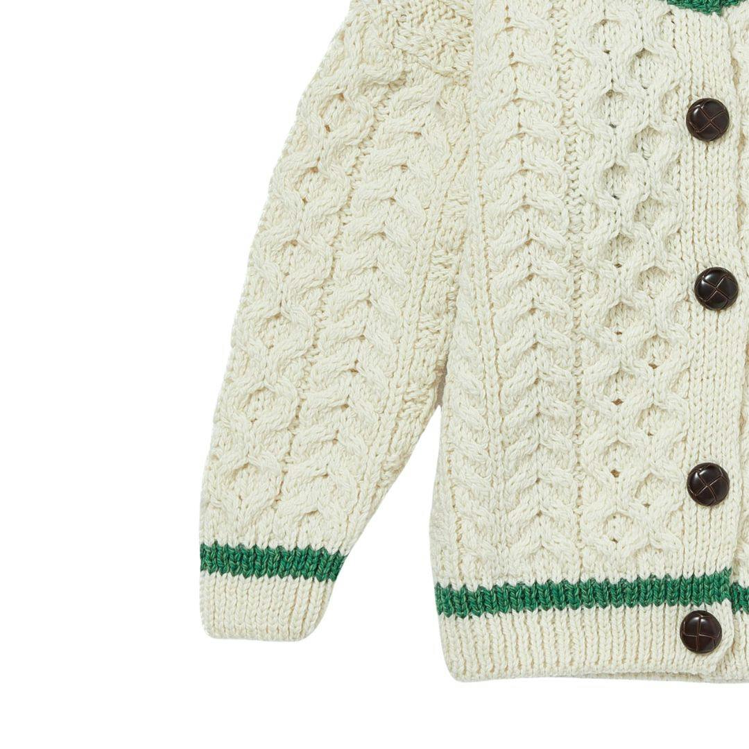 London Days Merino Cardigan - Cream & Green