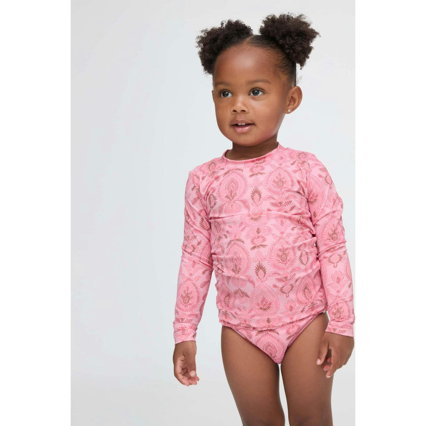The Baby Ariel Rashguard Set - Pink Palm Ikat