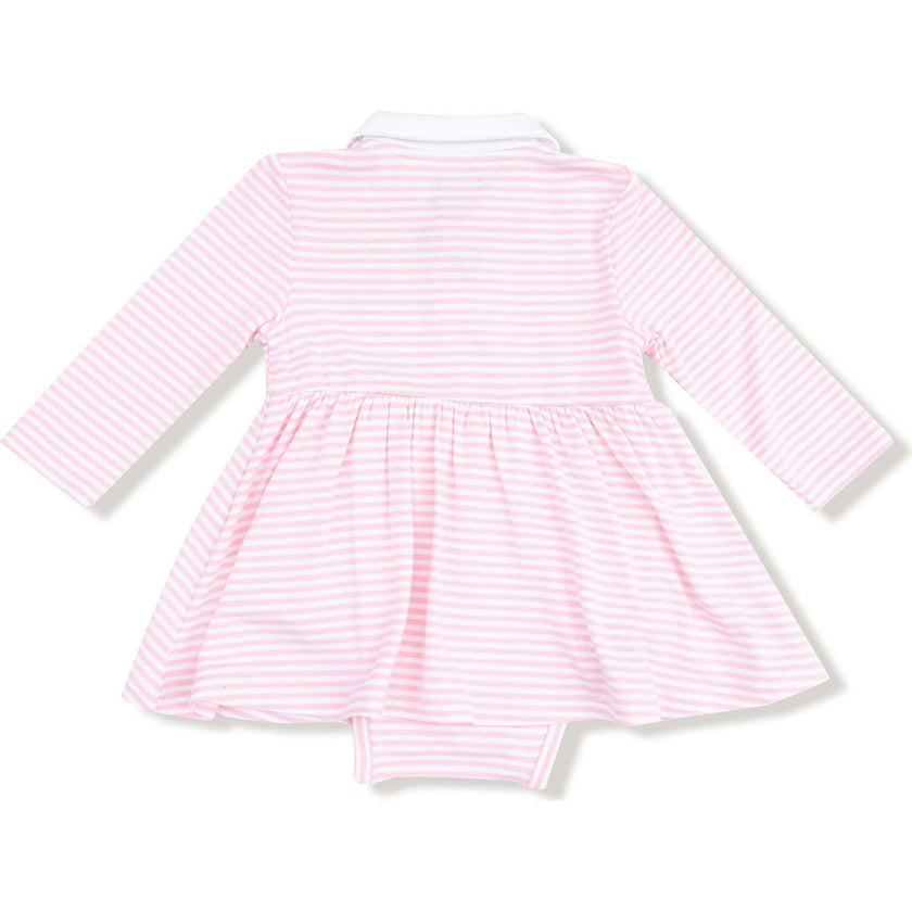 Baby Golf Carts - Pink - Long Sleeve Polo Bodysuit Dress