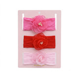 Multicolor Elastic Flower Headband Set