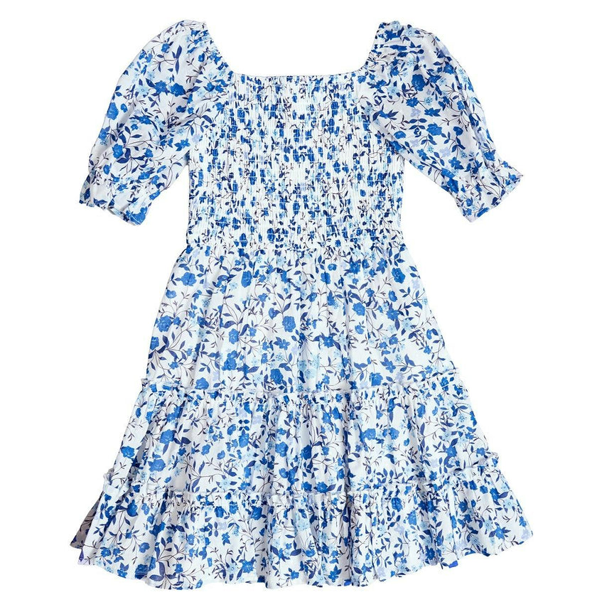 Mini Madeline Dress in Ditsy Cobalt Floral
