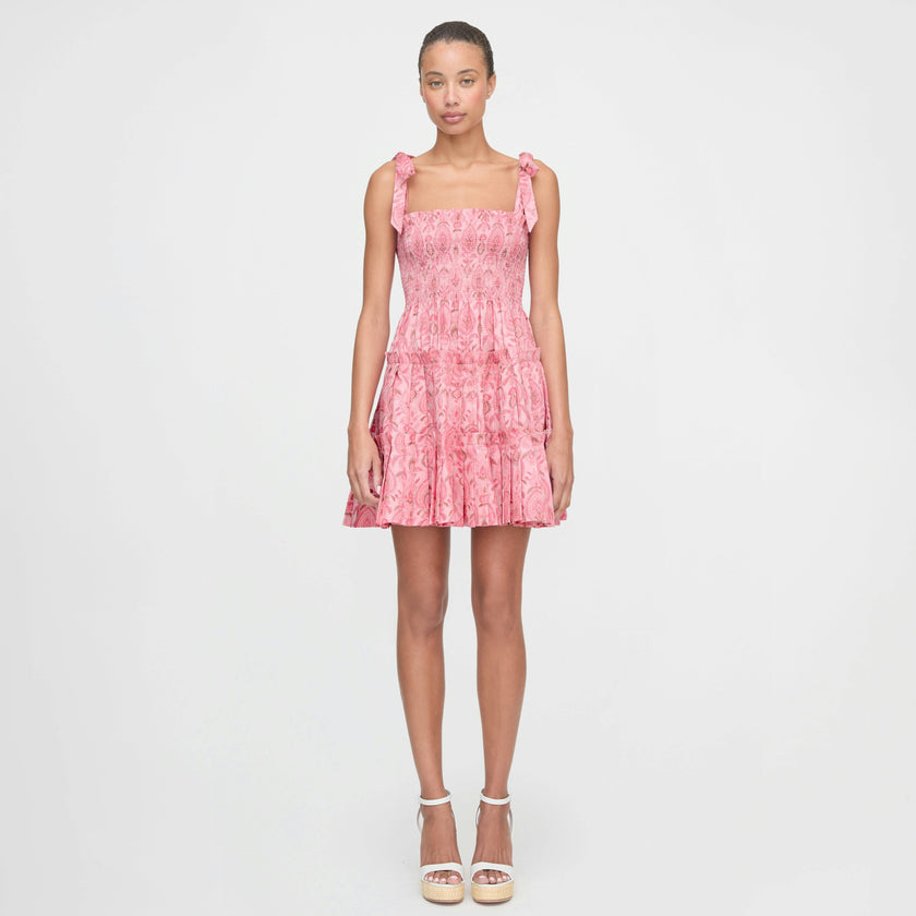 The Ribbon Charlotte Nap Dress - Pink Palm Ikat