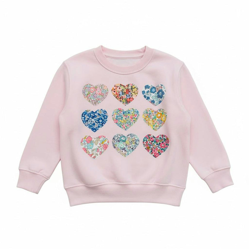 Liberty of London Children's hearts design pale pink jumper