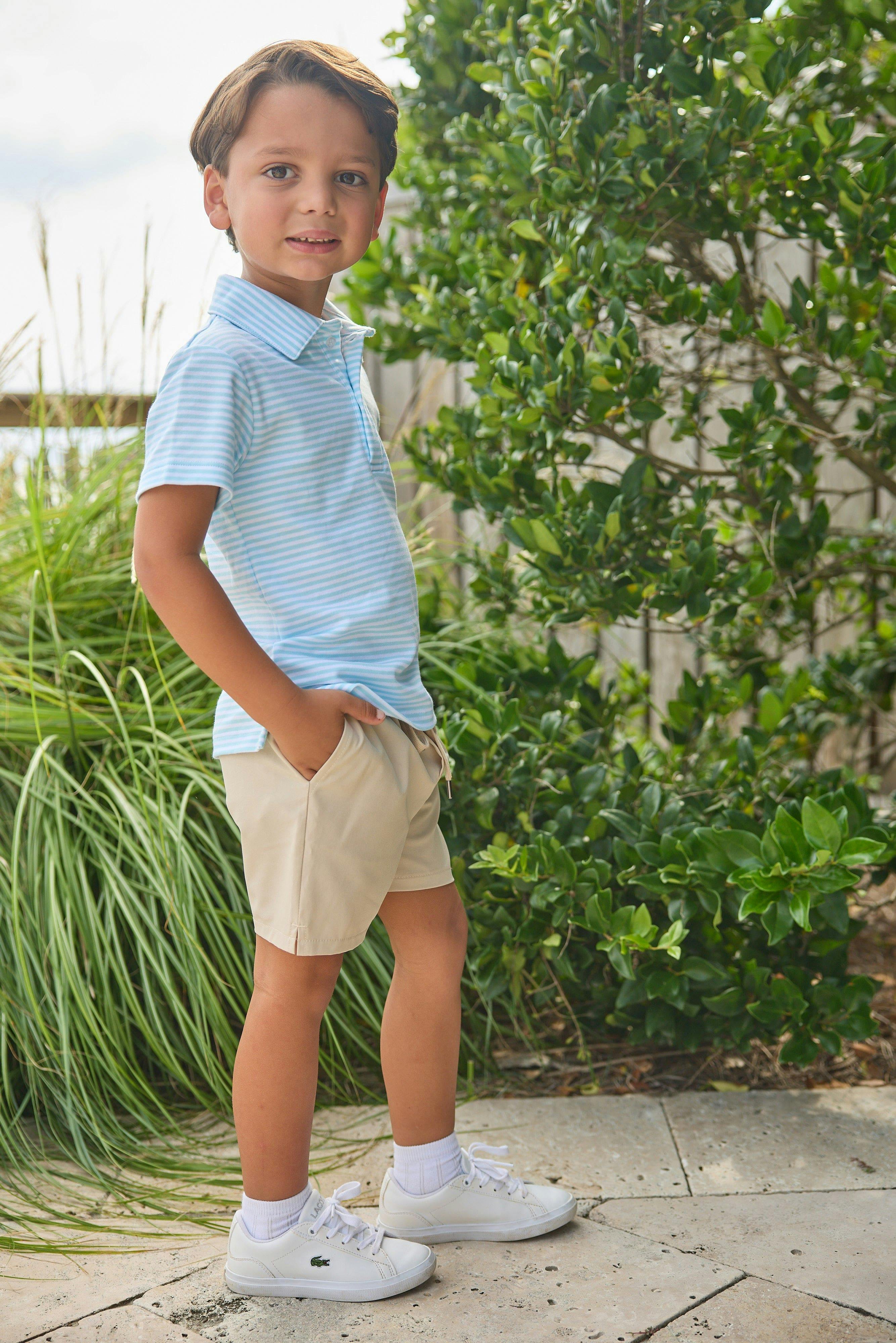 Short Sleeve Polo - Sky Stripe