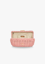 Lou Straw Clutch, Pink