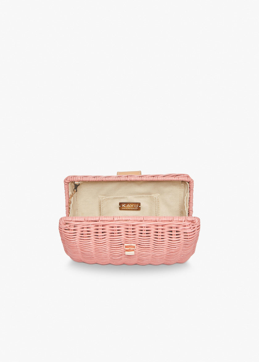 Lou Straw Clutch, Pink