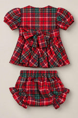 Baby Girl Rosario Dress Set in Christmas Cheer Plaid