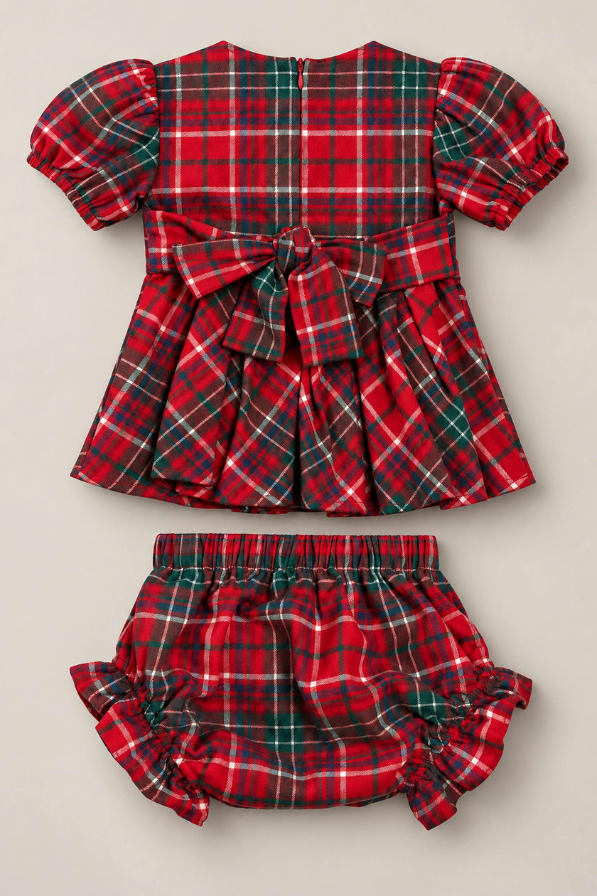 Baby Girl Rosario Dress Set in Christmas Cheer Plaid