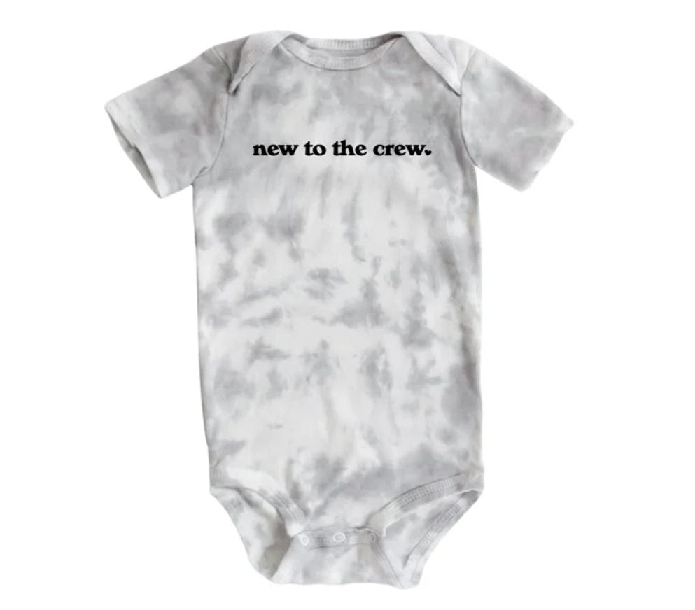 New To The Crew Onesie, Gray/White
