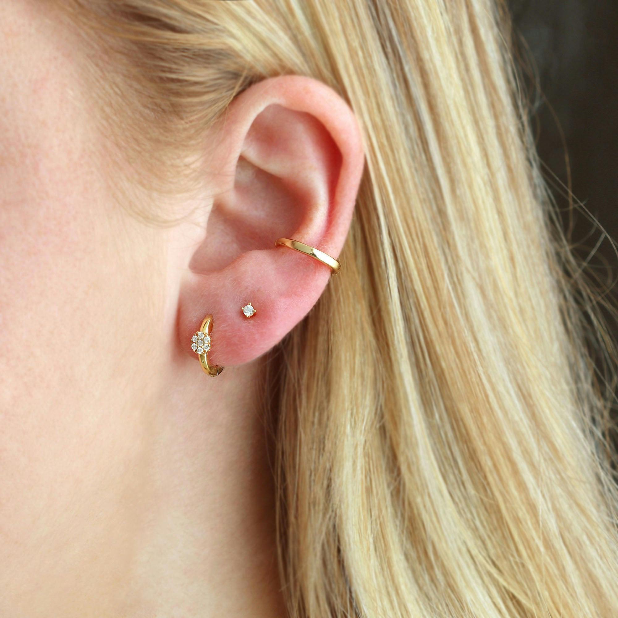 Twinkle Blossom Huggie Hoop Earrings
