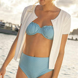 women's white pointelle short sleeve cardigan
