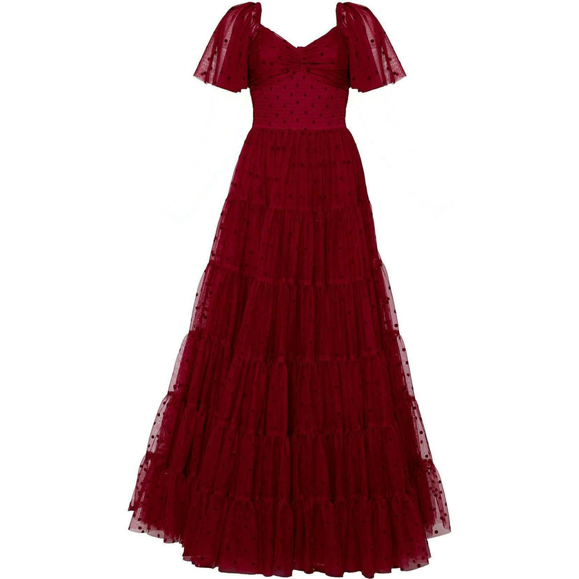 Solange Dress in Burgundy Tulle