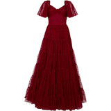 Solange Dress in Burgundy Tulle
