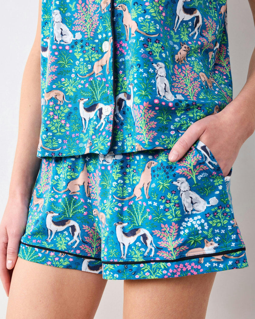 Must Love Dogs - Organic Pima Modal Knit Short PJ Set - Cerulean