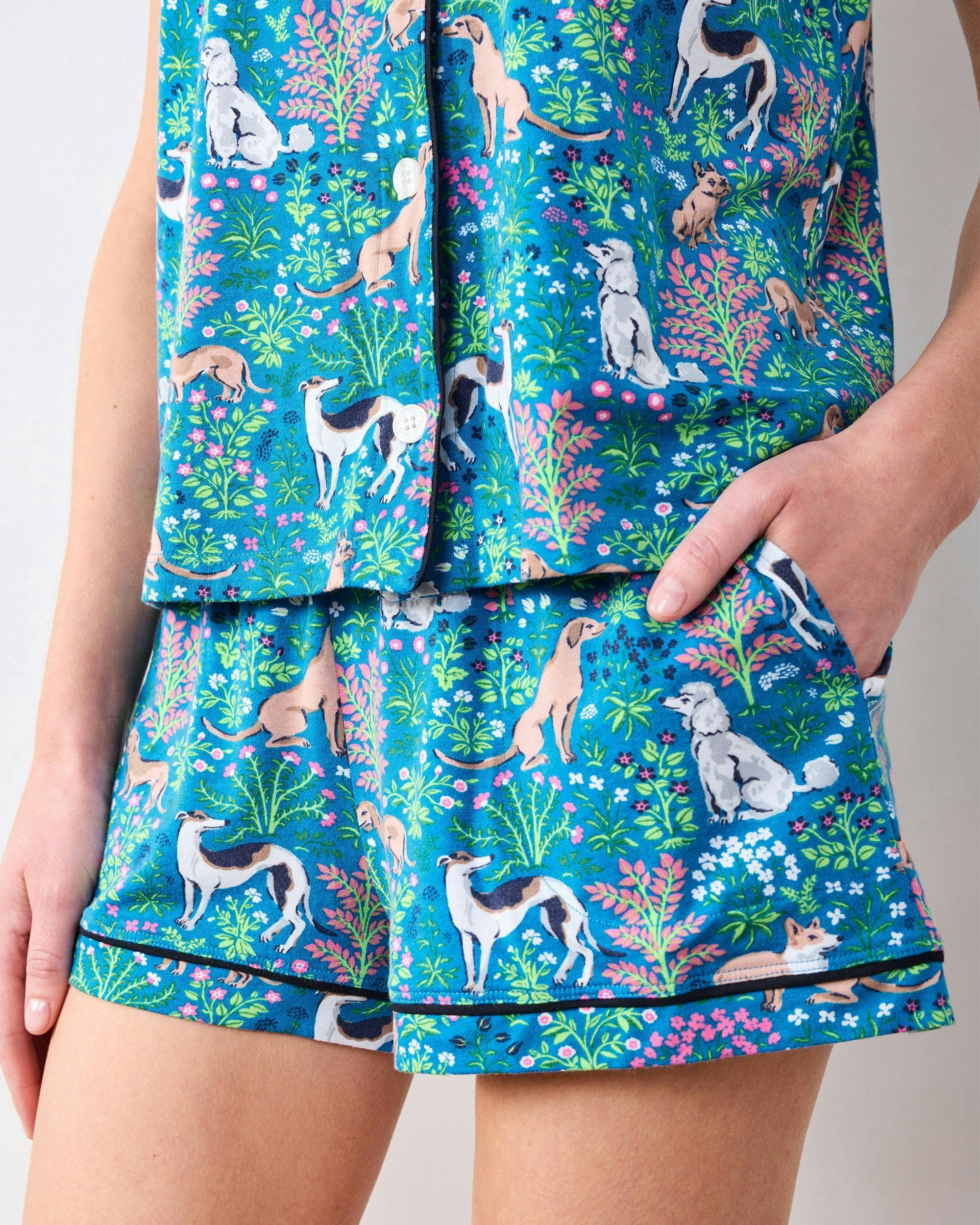 Must Love Dogs - Organic Pima Modal Knit Short PJ Set - Cerulean