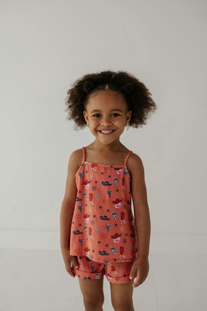 Girl's Gauze Tank & Short Set