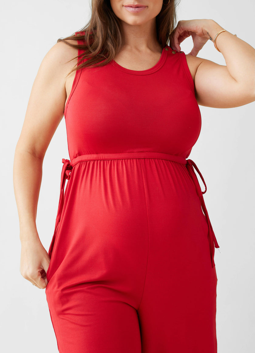 Wide Leg Knit Maternity and Nursing Jumpsuit