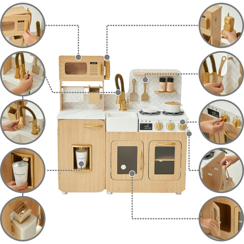 Little Chef Cyprus Medium Play Kitchen - Light Oak/White