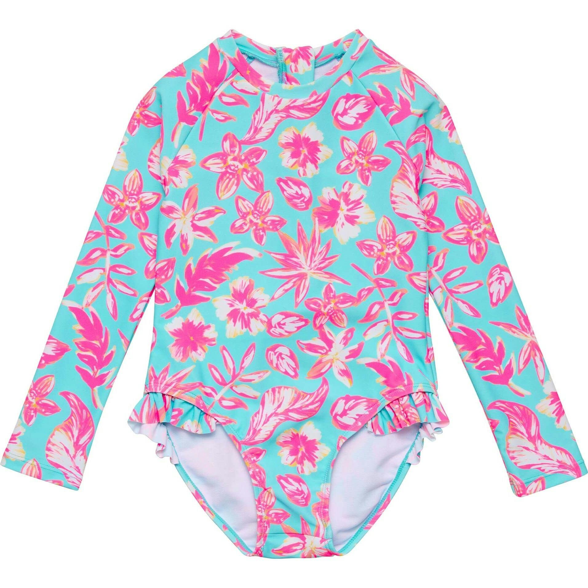 Tropical Glow Recycled Leg Frill Surf Suit