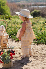 Ruffle Pant Set in Yellow Gingham/Strawberry