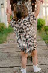 Baby Emery Romper in Chestnut Gingham