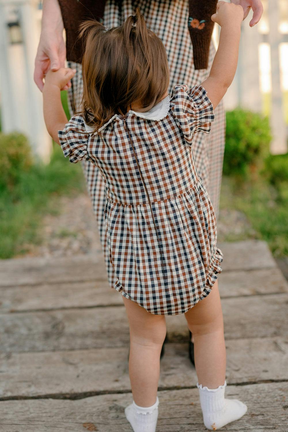 Baby Emery Romper in Chestnut Gingham