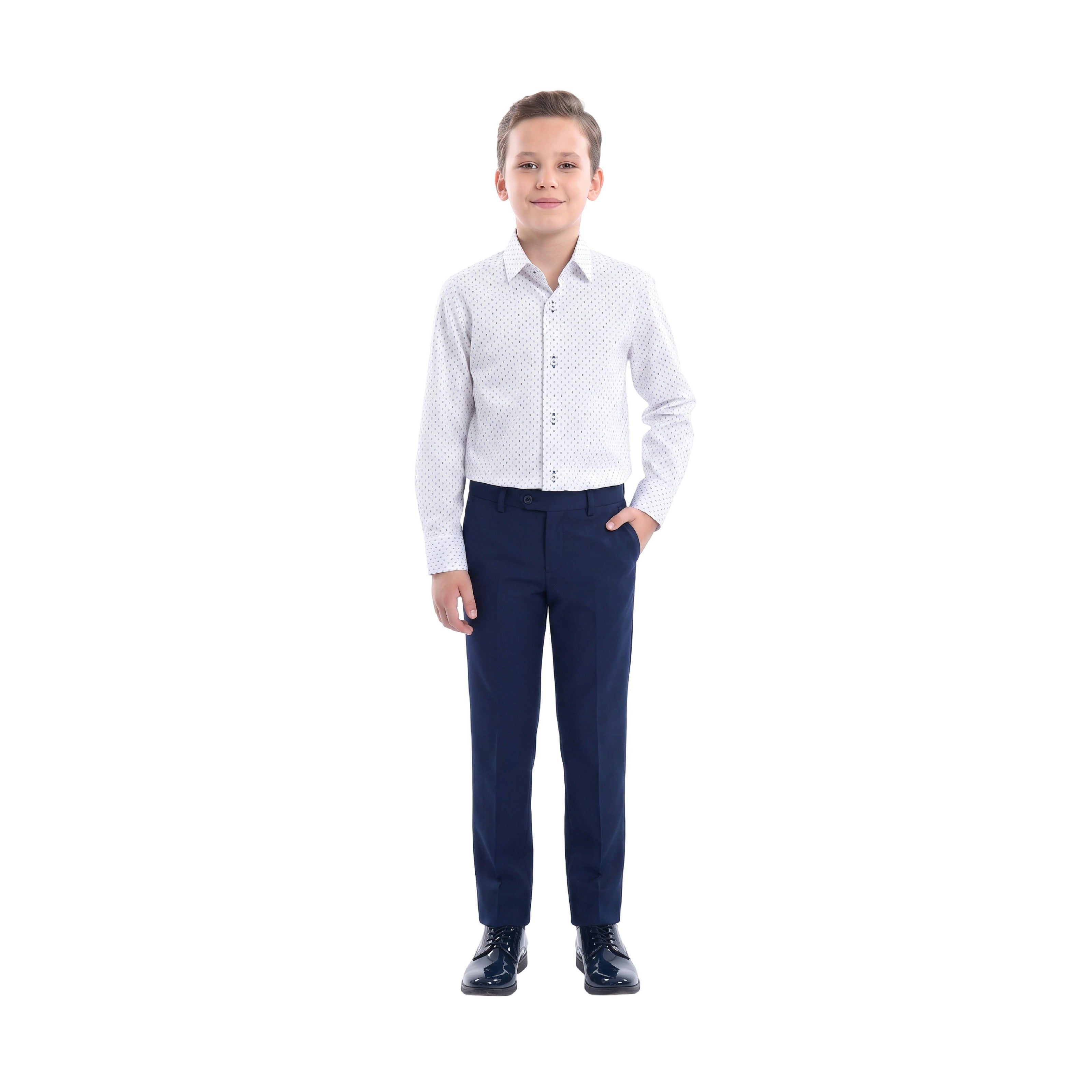 White Ticket Print Dress Shirt