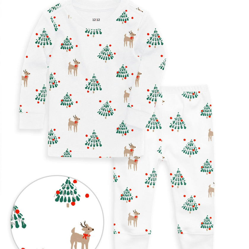The Organic Long Sleeve Pajama Set [Tinsel Trees]