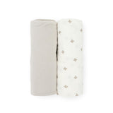 Stretch Knit Swaddle Blanket 2 Pack - Grey Cross