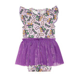 Mardi Gras Short Sleeve Tutu Bodysuit