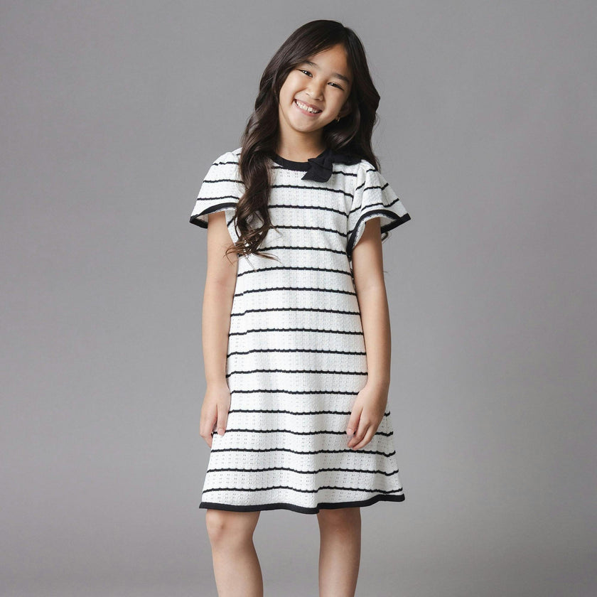 Organic Bow Detail Pointelle Sweater Dress
