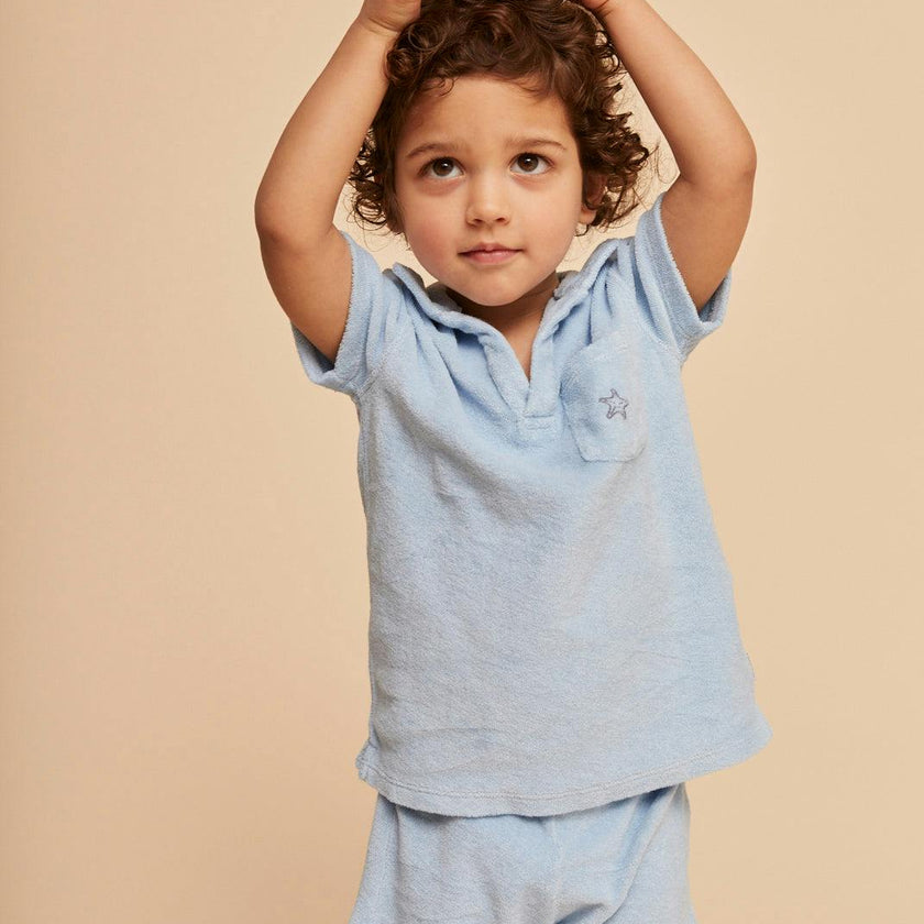 Terry Cotton Polo Shirt, Blue