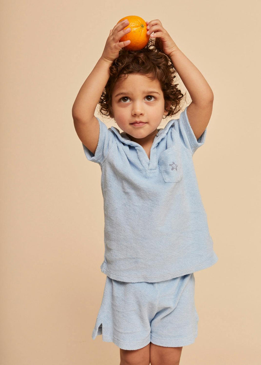 Terry Cotton Polo Shirt, Blue
