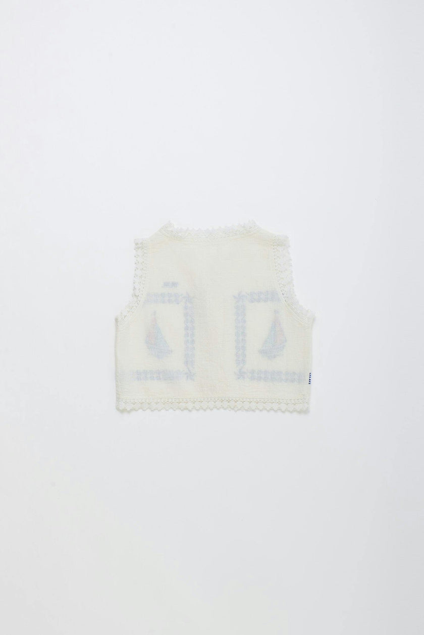 BARCOS EMBROIDERED VEST TOP WHITE