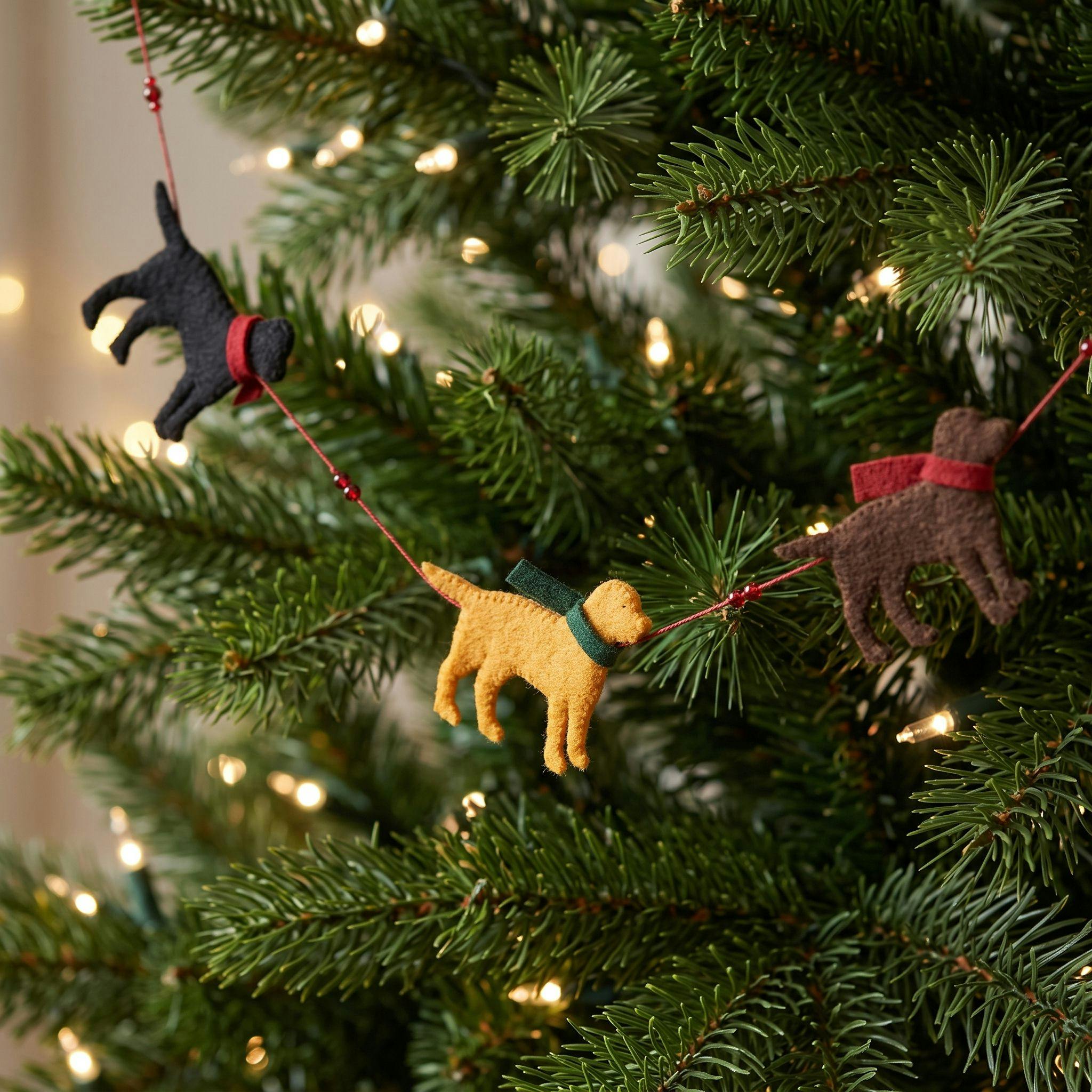 Mini Dog Christmas Garland and Bunting Hand Felted Wool