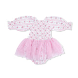 Winding Roses Stripe - Long Sleeve Smocked Bubble with Tutu