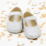 Emma British Pre-Walker Baby Shoes - White Glitter