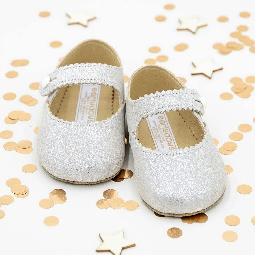 Emma British Pre-Walker Baby Shoes - White Glitter
