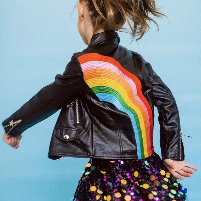 Happy Rainbow Vegan Leather Jacket