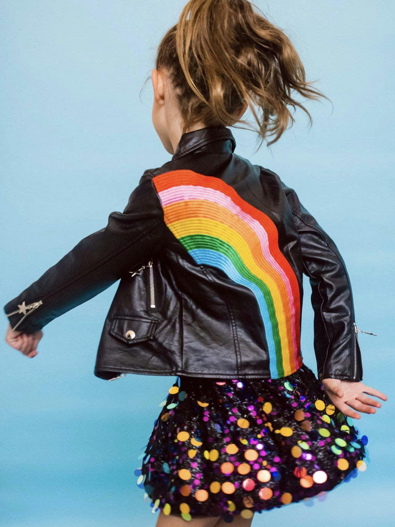 Happy Rainbow Vegan Leather Jacket