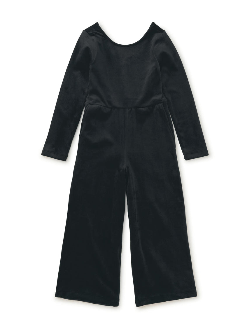 Just for Kicks Velour Jumpsuit, Jet Black