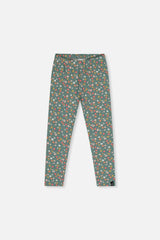 Organic Cotton Leggings Green Floral Print