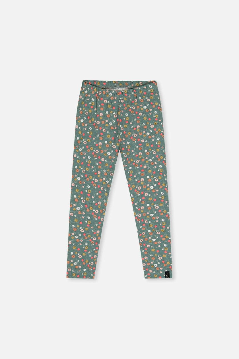 Organic Cotton Leggings Green Floral Print