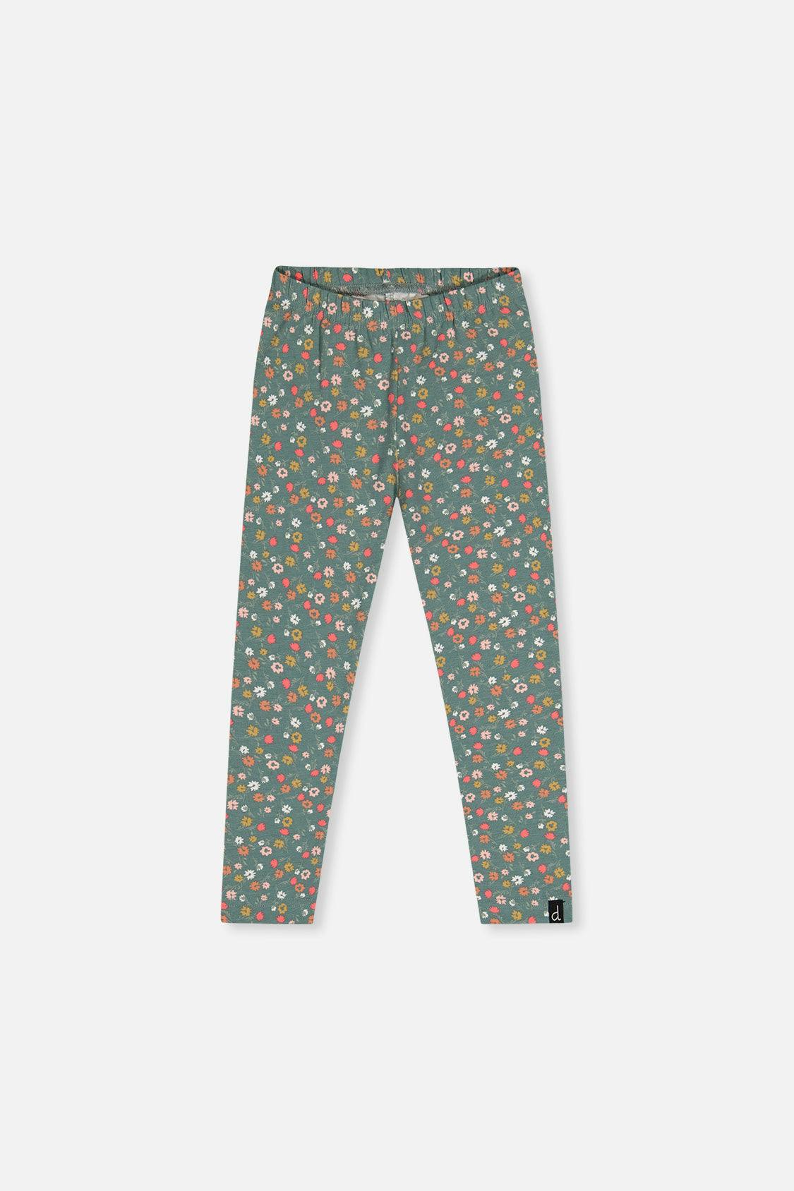 Organic Cotton Leggings Green Floral Print