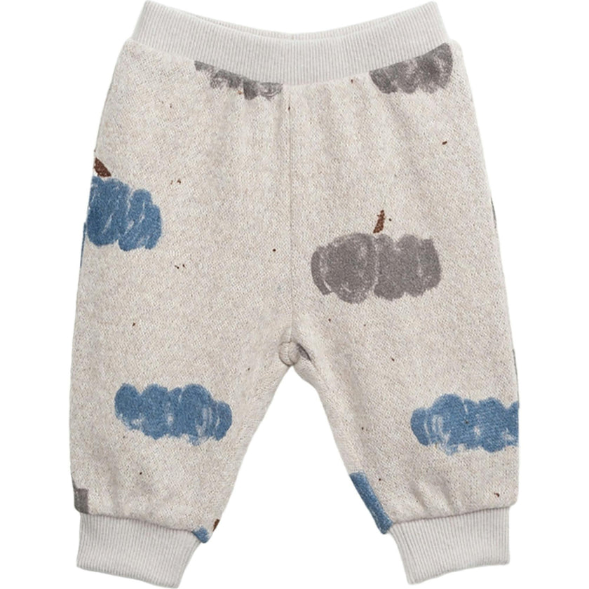 Cloud Print Plush Elastic Waistband Cuffed Hem Sweatpants