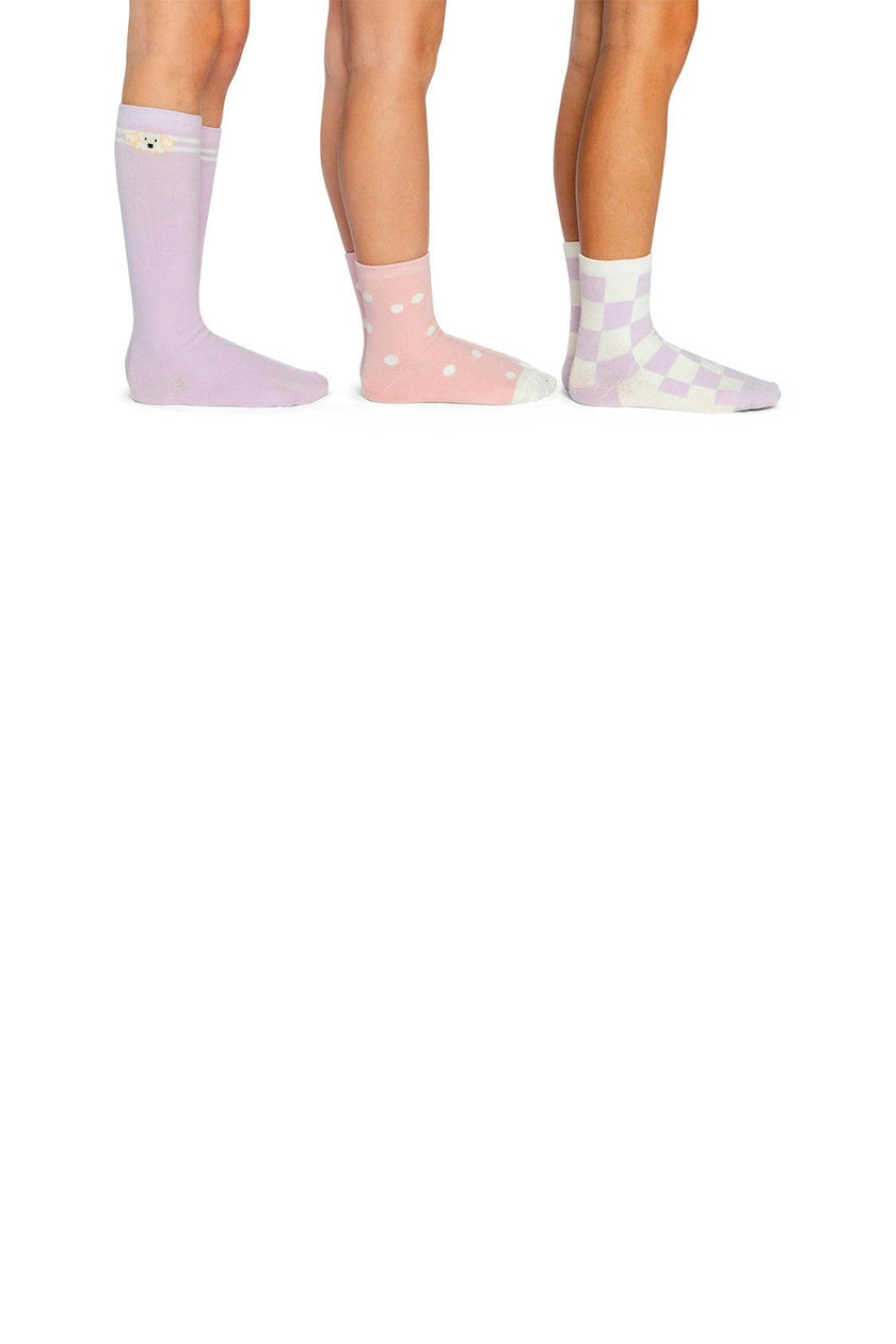 Socks (3 Pairs) Lavender, Pink, And White