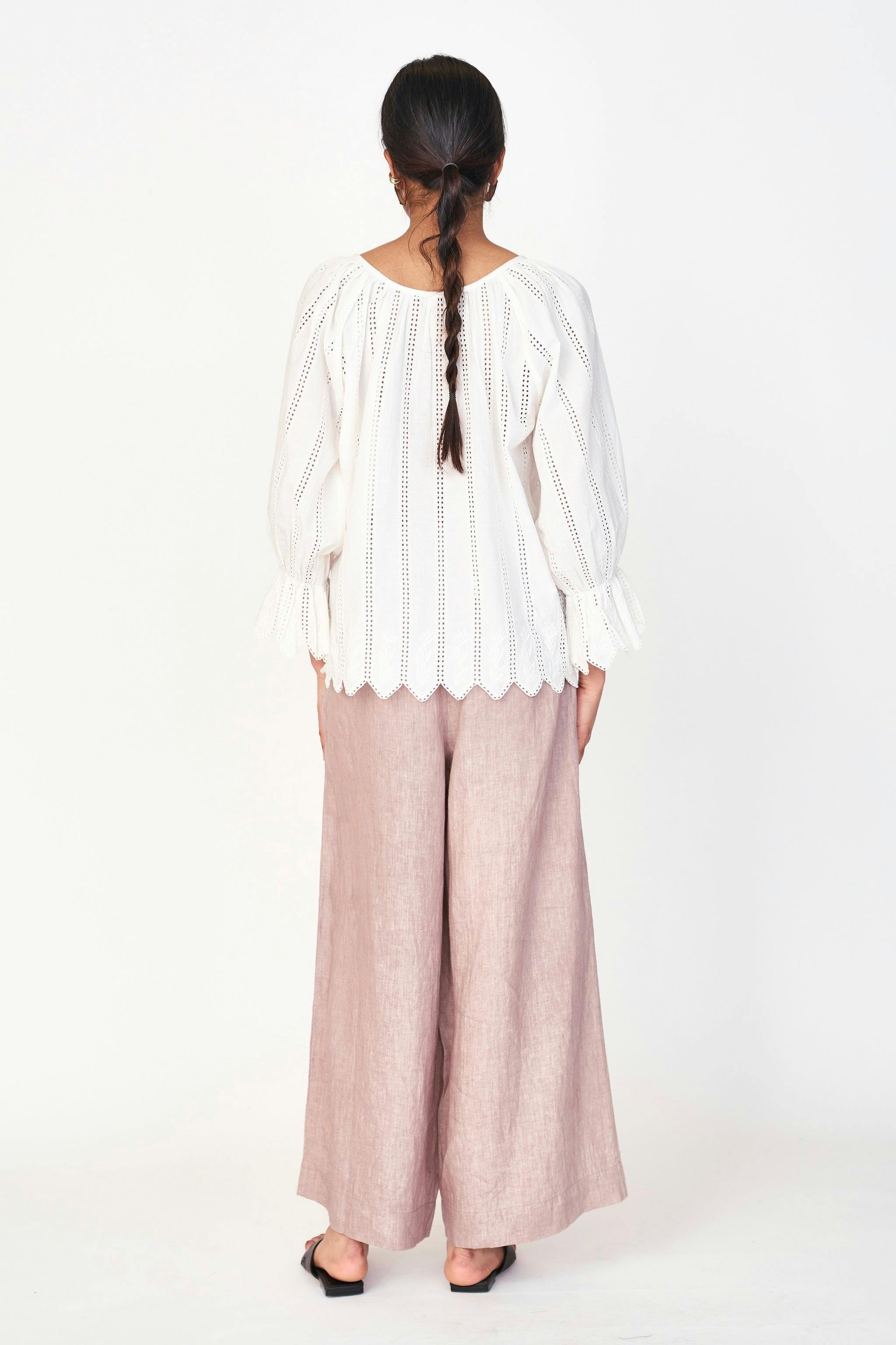 Seville Top in White Vine Eyelet