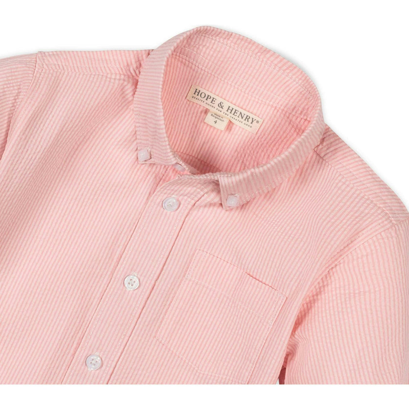 Organic Long Sleeve Seersucker Shirt, Pink