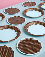 Brown + Blue Plates - 32 paper plates, 2 sizes