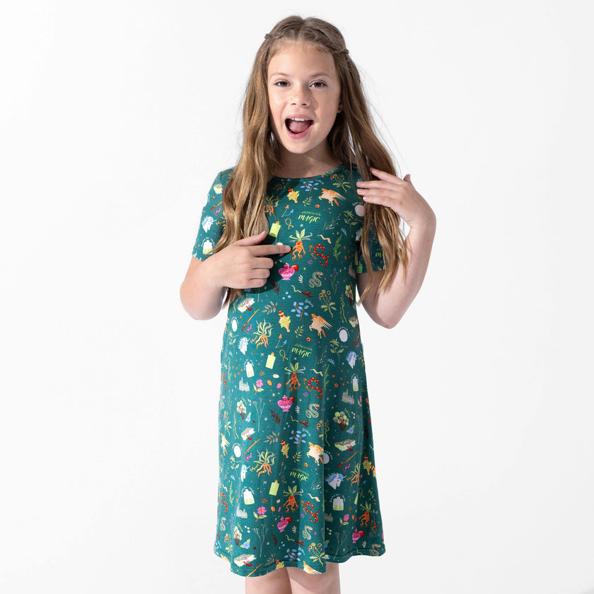 Mandrake's Potions & Herbs Bamboo Girls' Short Sleeve Dress